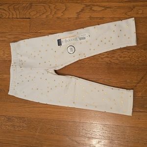 OKIE DOKIE BRAND GIRLS WHITE WITH GOLD "STARS" FLEECE LINED LEGGINGS SIZE 2T